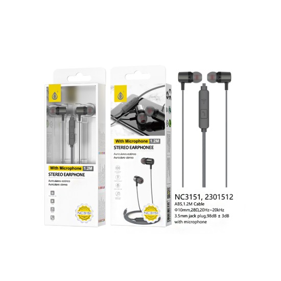 ONEPLUS EARPHONES NC3151 NE WITH MICROPHONE AND MULTIFUNCTIONAL BUTTON 1.2M BLACK